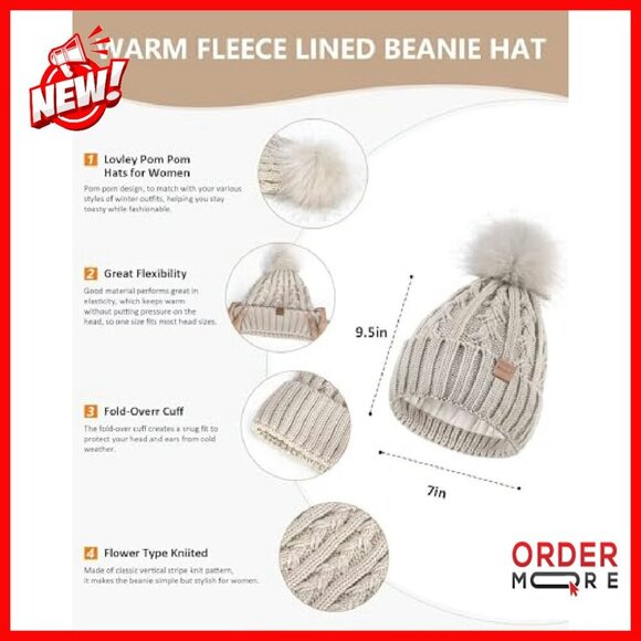 Fleece Lined Winter Beanie Scarf Gloves Set Touchscreen Warm main image 4